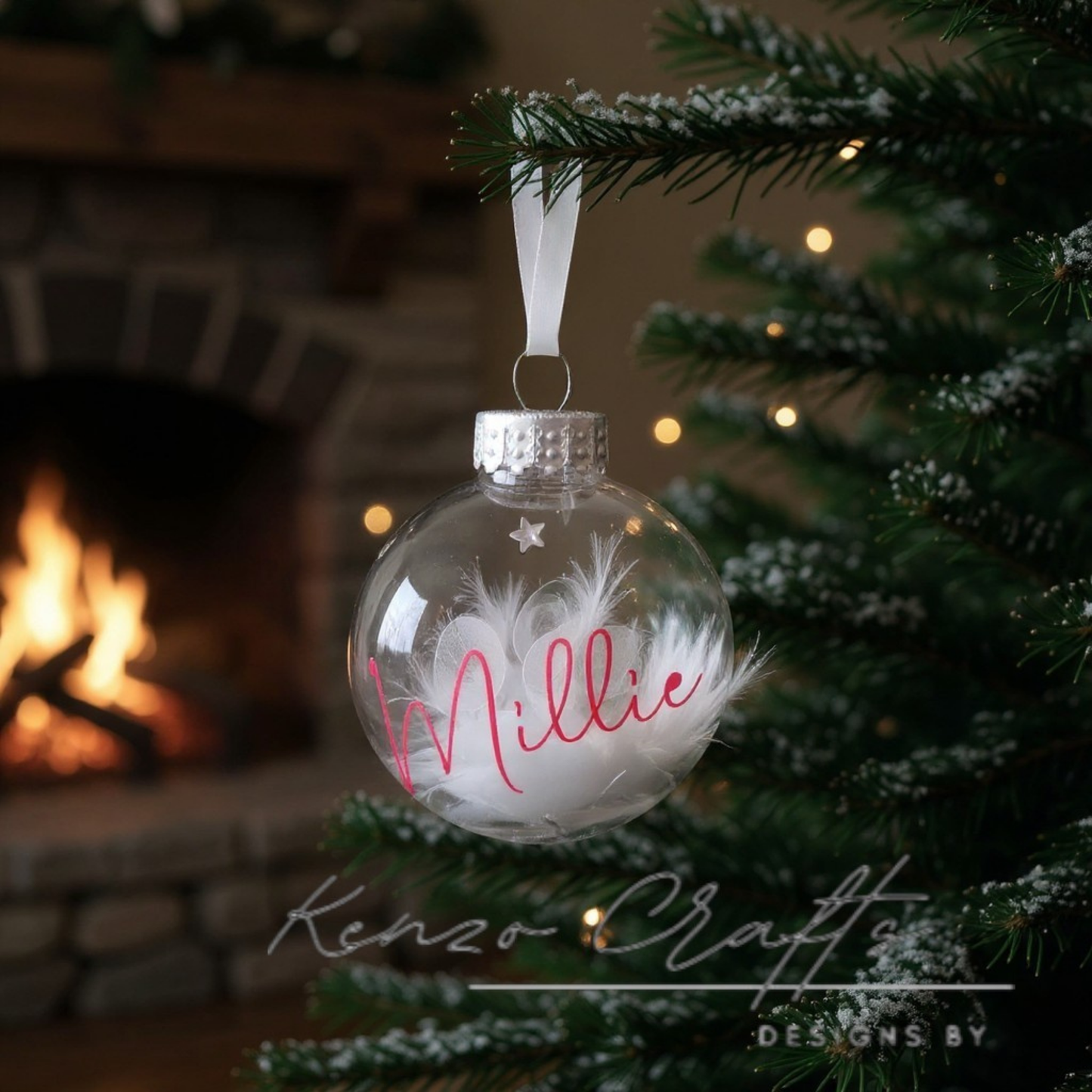 Christmas Feather Personalised Bauble – Pet Loss Memorial
