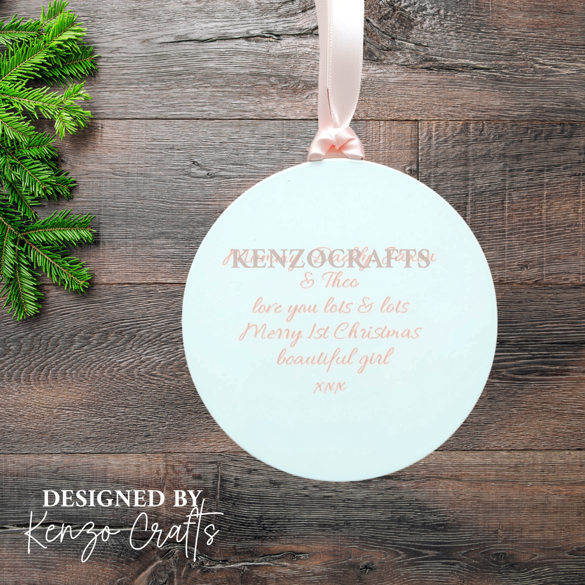 Personalised Baby's First Christmas Bear 2026 Tree Bauble