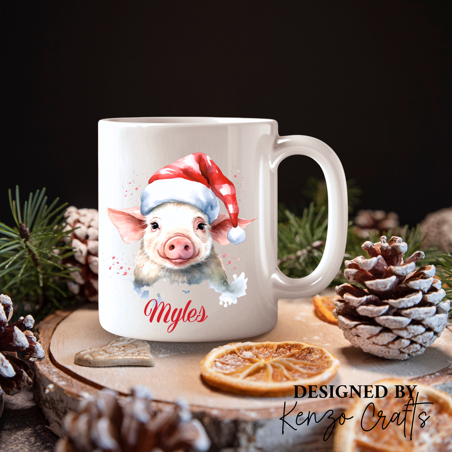 Personalised Farmyard Animals Christmas Mug | Santa Hat Design