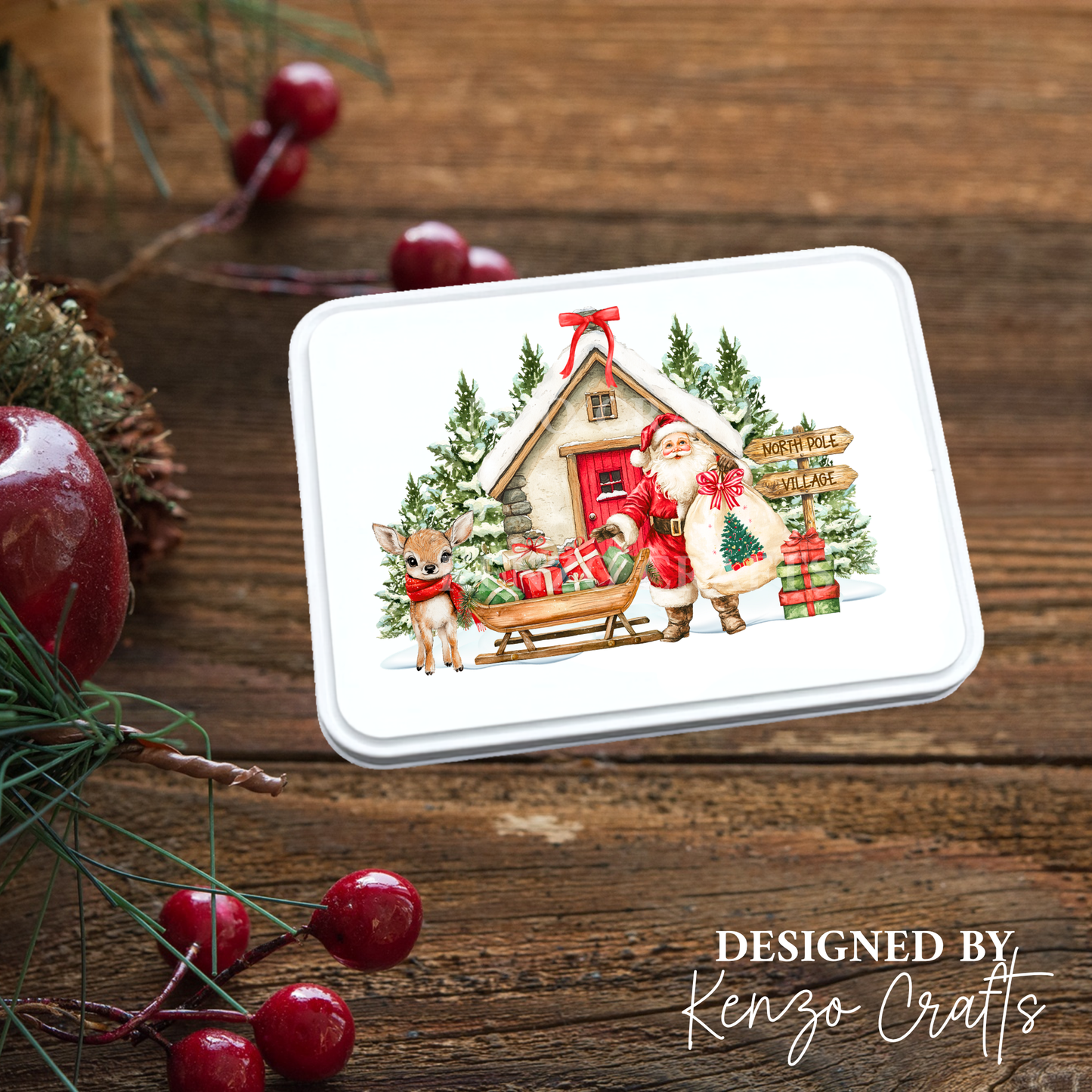 Personalised Christmas Treat Tin Box - Custom Name Gift