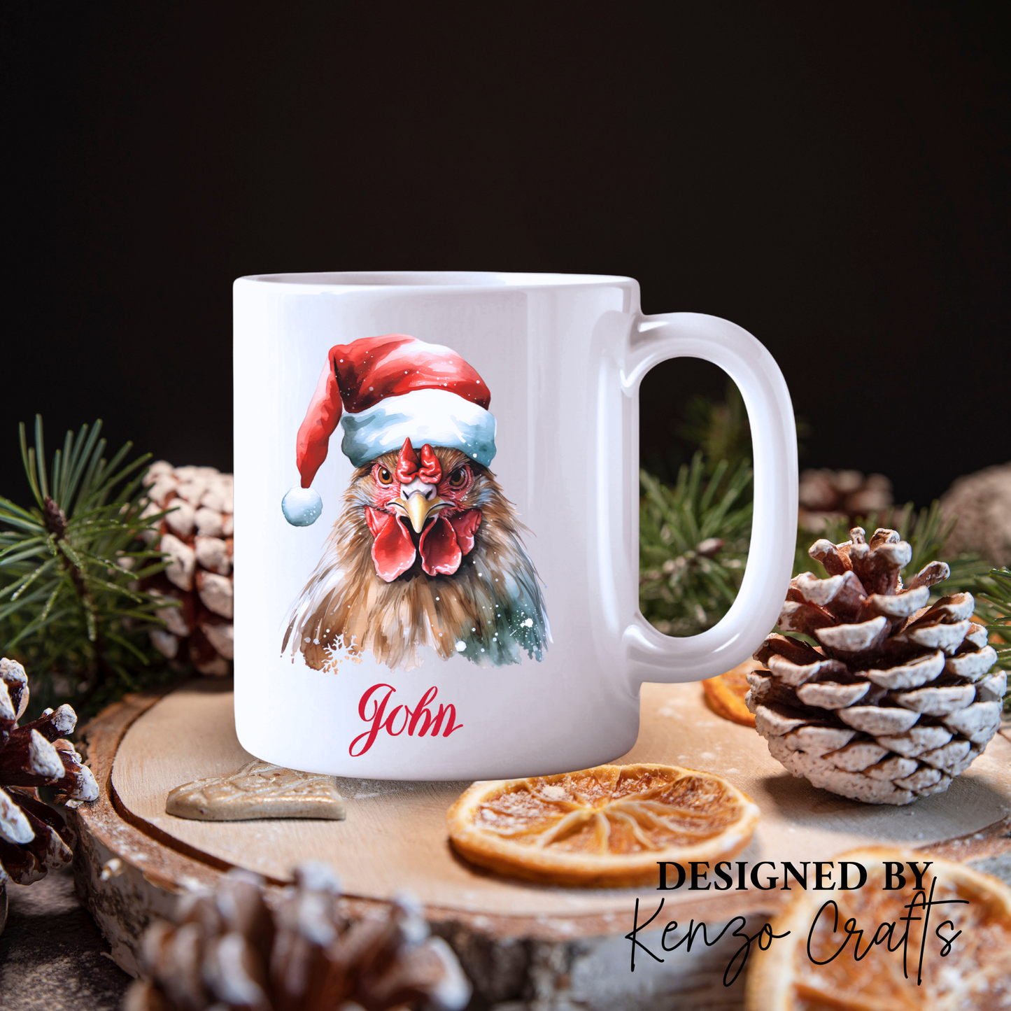 Personalised Farmyard Animals Christmas Mug | Santa Hat Design