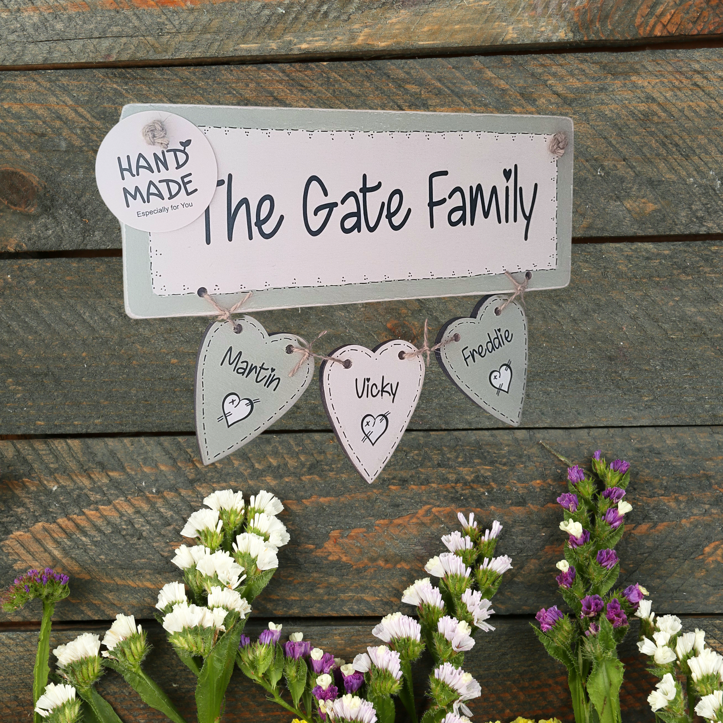 Personalised Wooden Family Surname Heart Keepsake Plaque - Wall Hanging