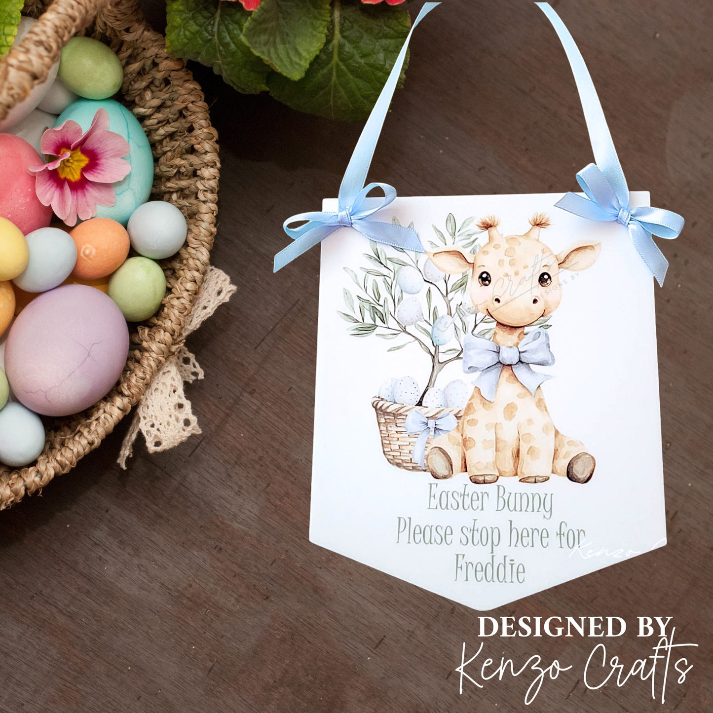 Personalised Easter Bunny Please Stop Here Pennant