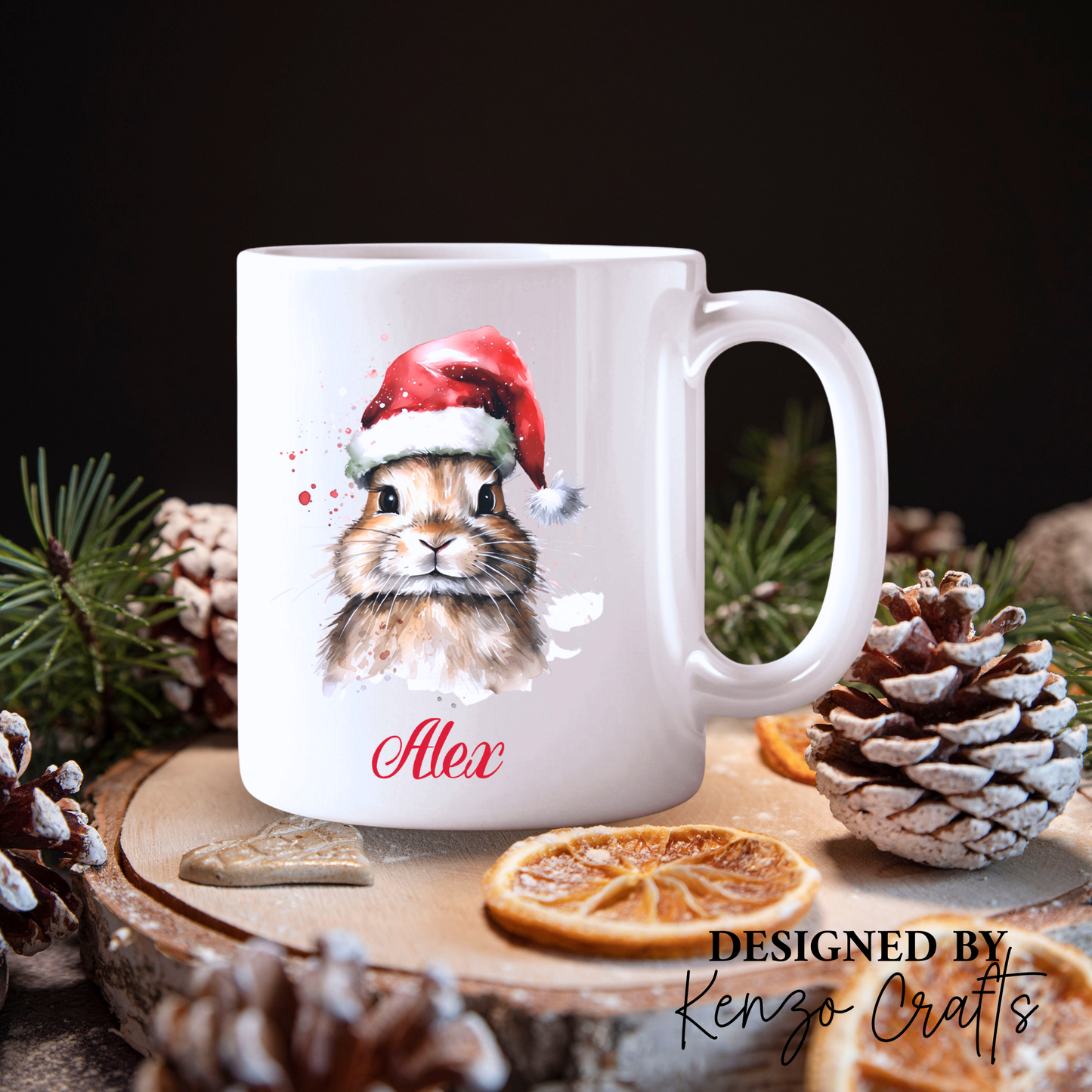 Personalised Farmyard Animals Christmas Mug | Santa Hat Design