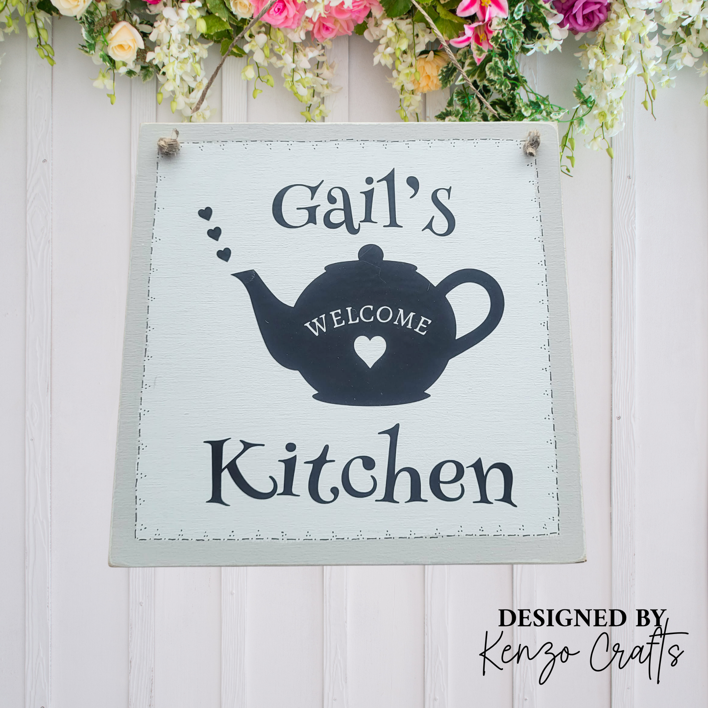 Personalised Wooden Kitchen Plaque - Custom Name Sign | Kenzo Crafts