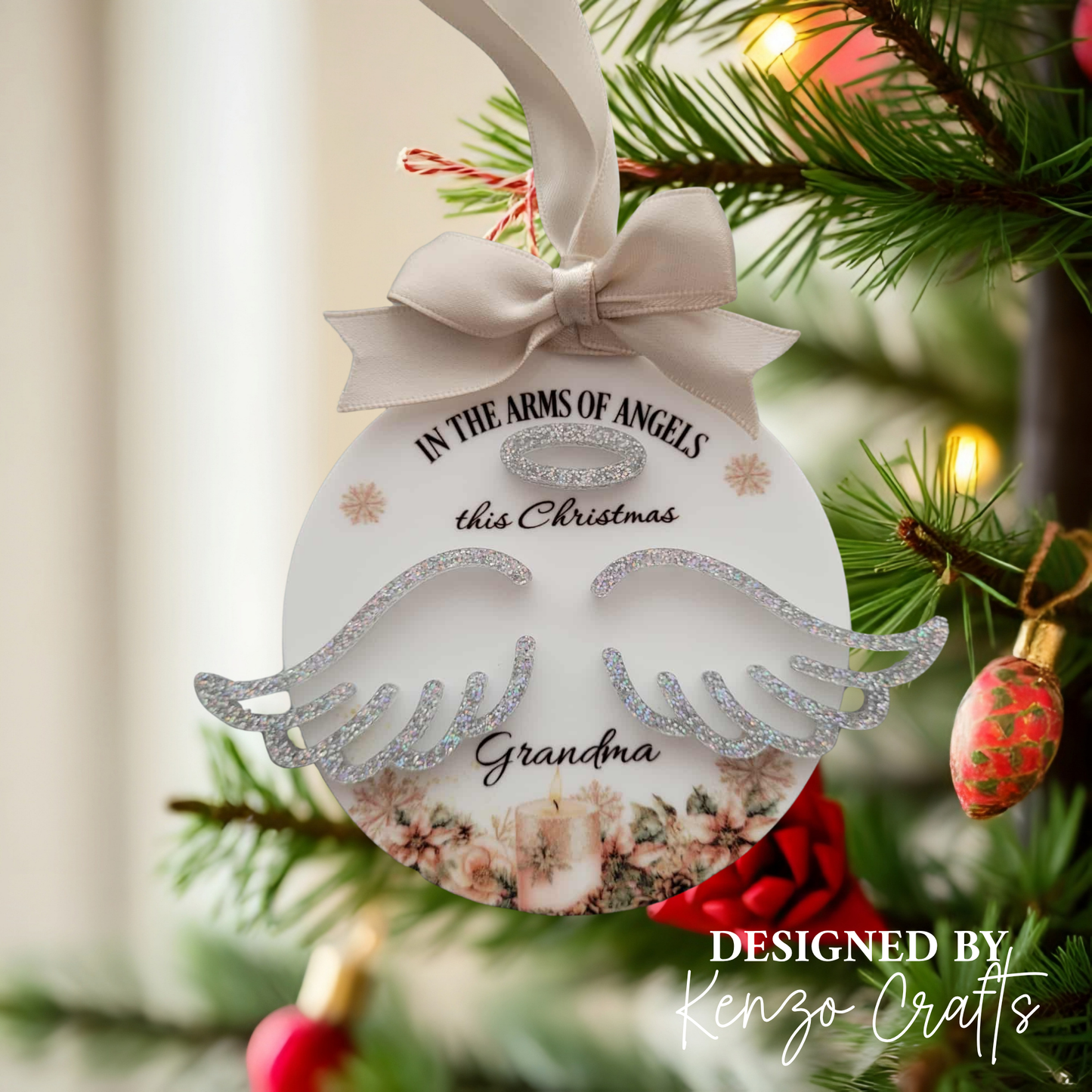Personalised Memorial Hanging Decoration – Angel Wings Keepsake