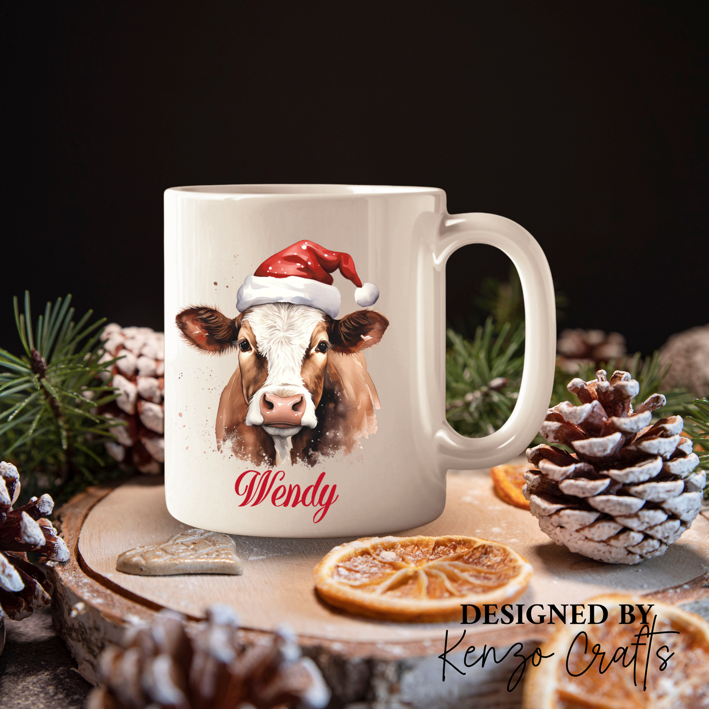 Personalised Farmyard Animals Christmas Mug | Santa Hat Design