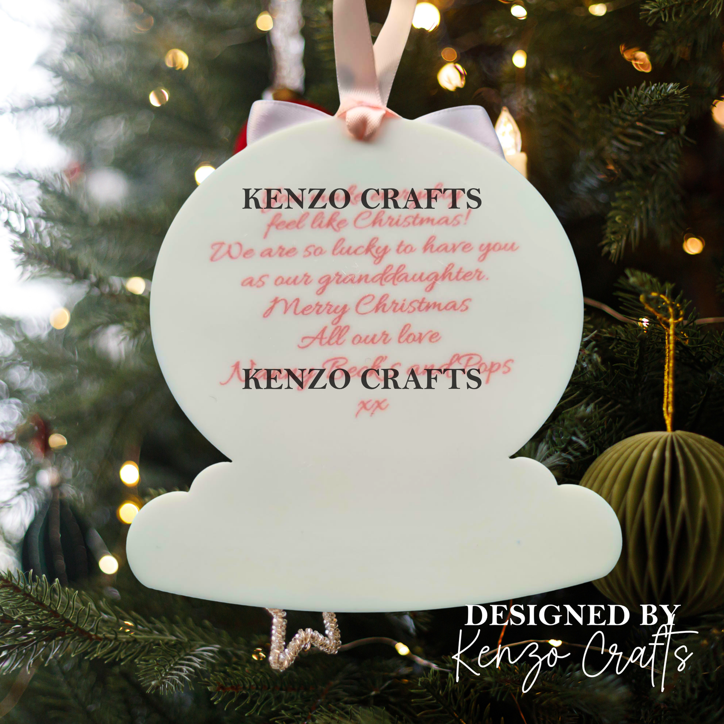 Personalised Baby's First Christmas Rabbit Snow Globe Bauble