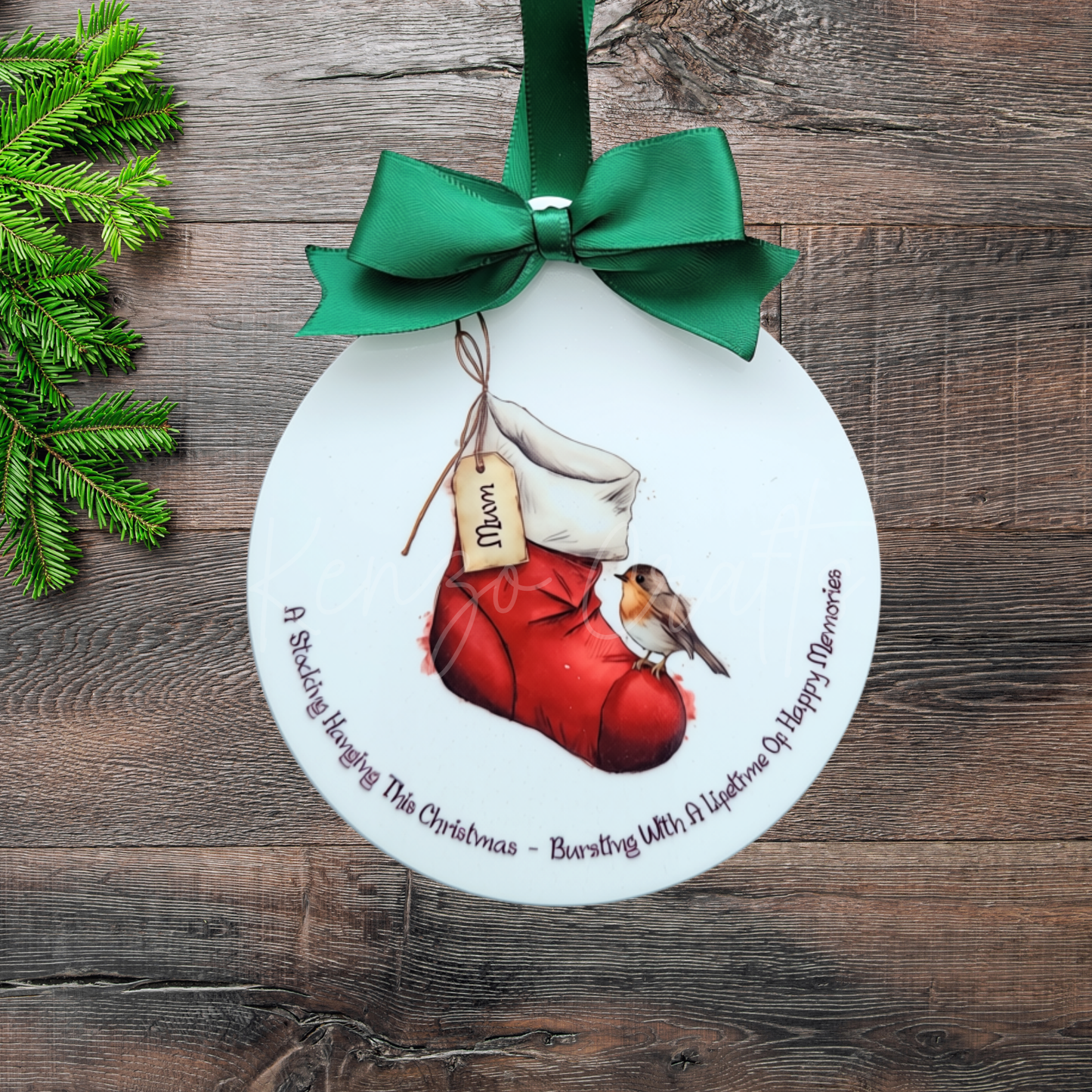 Personalised Empty Memorial Stocking Tree Bauble