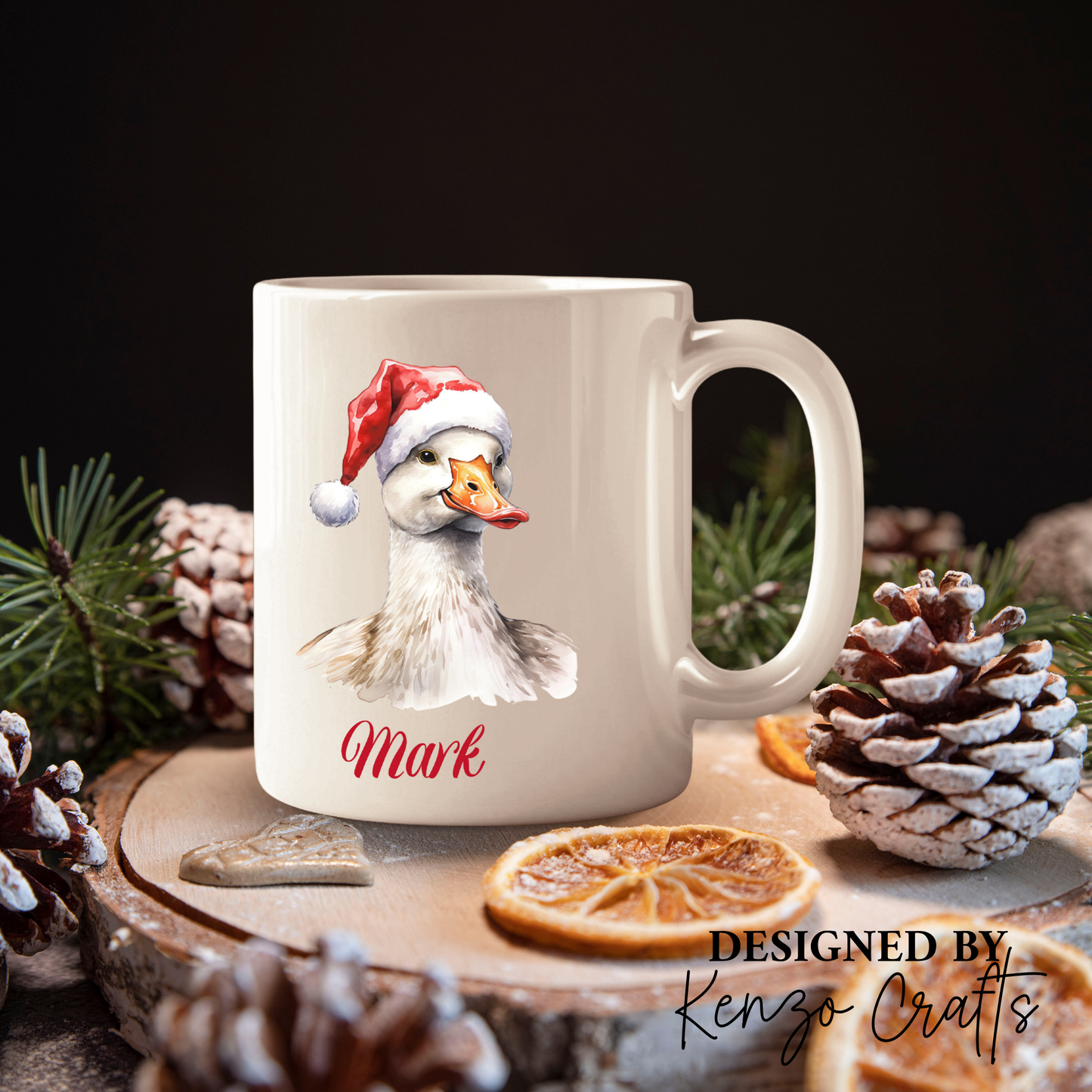 Personalised Farmyard Animals Christmas Mug | Santa Hat Design
