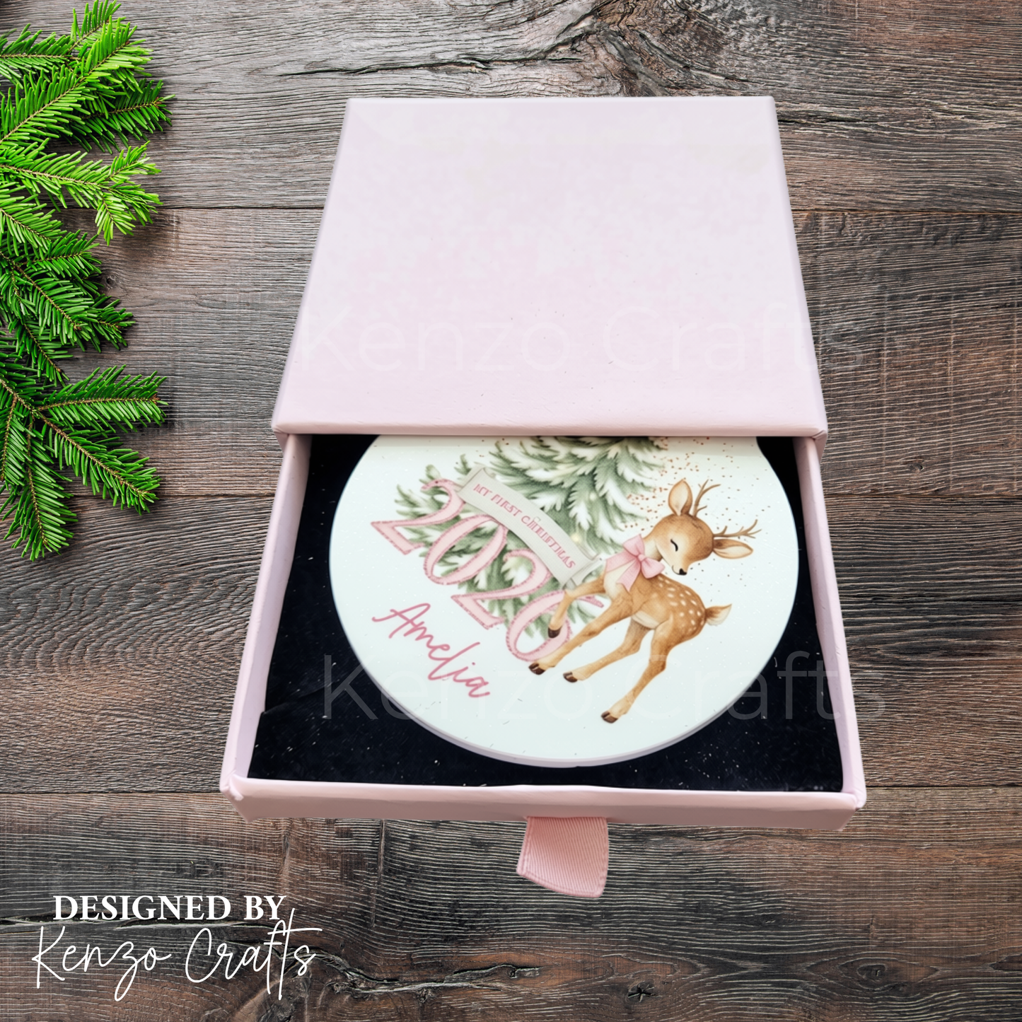 Personalised Baby’s 1st Christmas Deer Bauble 2026 Keepsake
