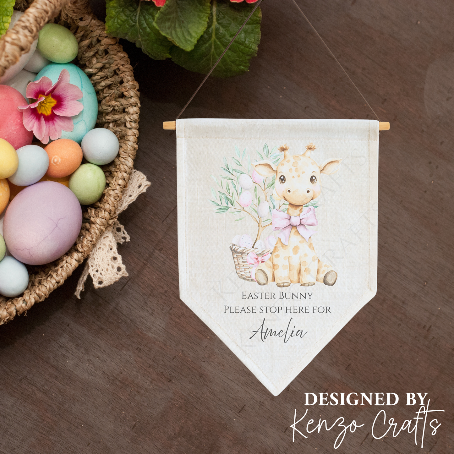 Personalised Children's Fabric Easter Bunny Door Pennant
