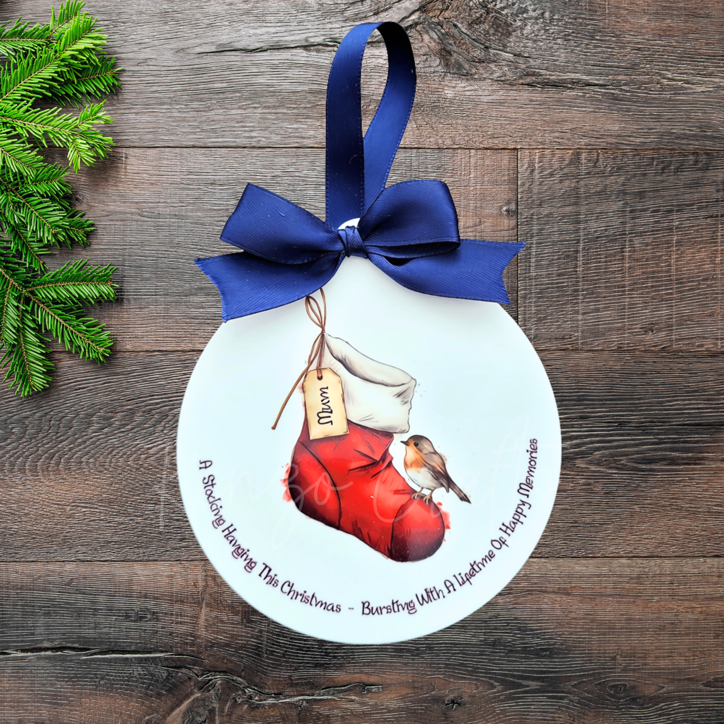 Personalised Empty Memorial Stocking Tree Bauble