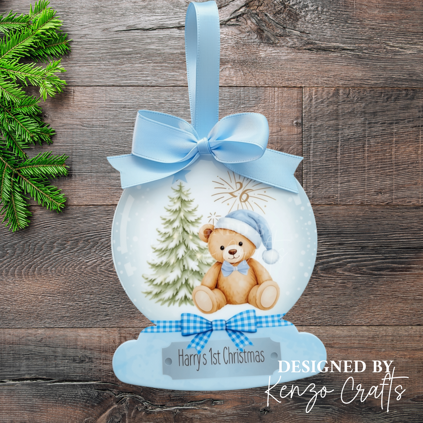 Personalised Baby's First Christmas Ornament Snow Globe Bauble