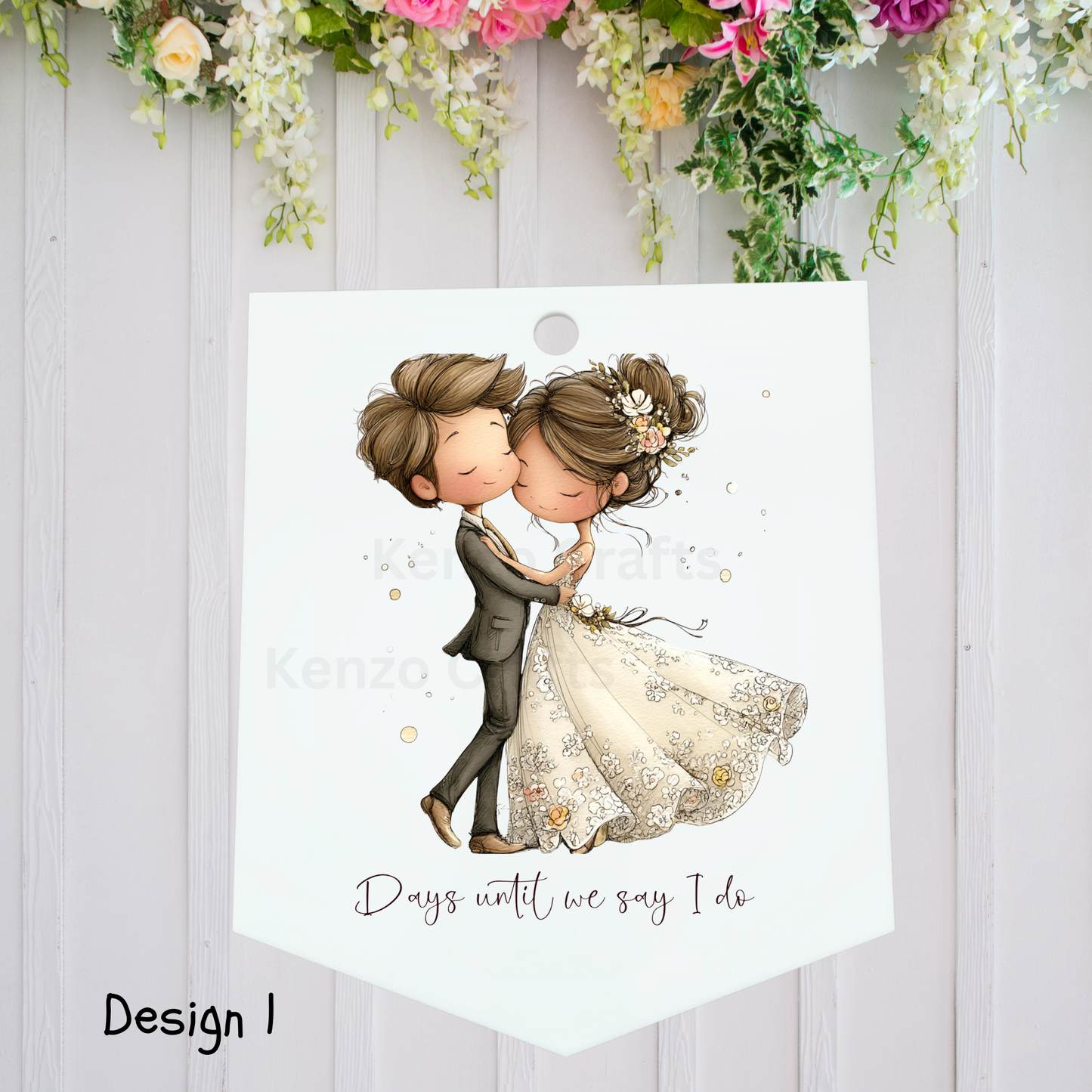 Personalised Wedding Countdown Sign with Pen — Acrylic Fridge Pennant