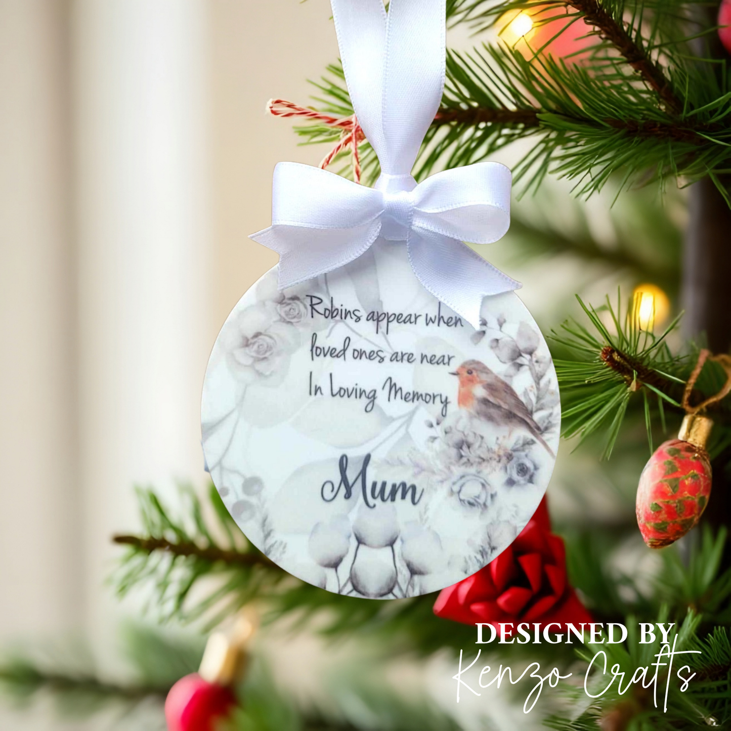 Robins Appear Personalised Memorial Bauble – In Loving Memory Christmas Decoration