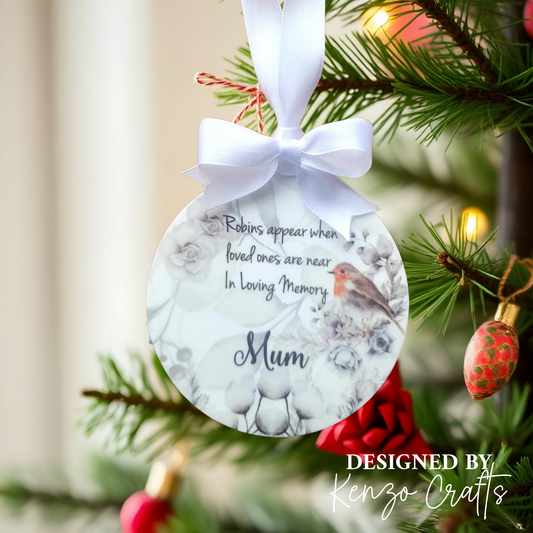 Robins Appear Personalised Memorial Bauble – In Loving Memory Christmas Decoration
