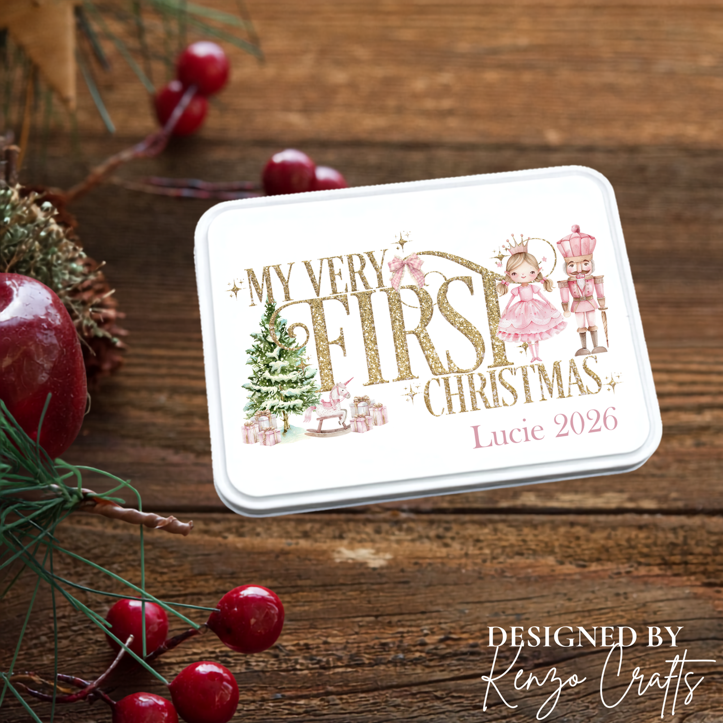 Baby's First Christmas Personalised Keepsake Tin