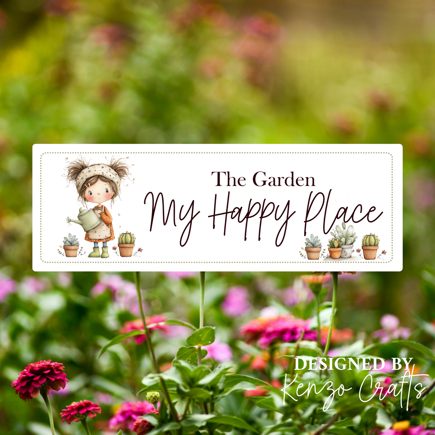Personalised 'My Happy Place' Acrylic Garden Sign | Outdoor Plaque