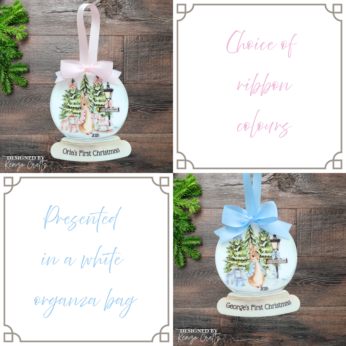 Personalised Baby's 1st Christmas Peter Rabbit Ornament