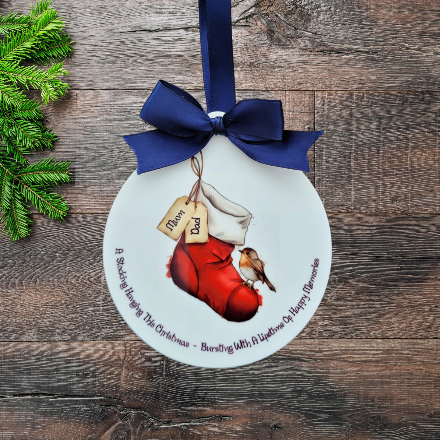 Personalised Empty Memorial Stocking Tree Bauble