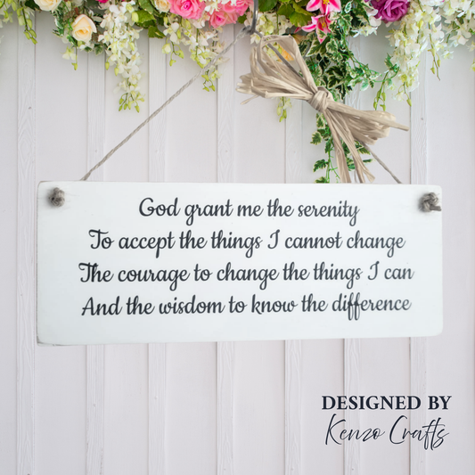 Handcrafted Serenity Prayer Wooden Painted Plaque