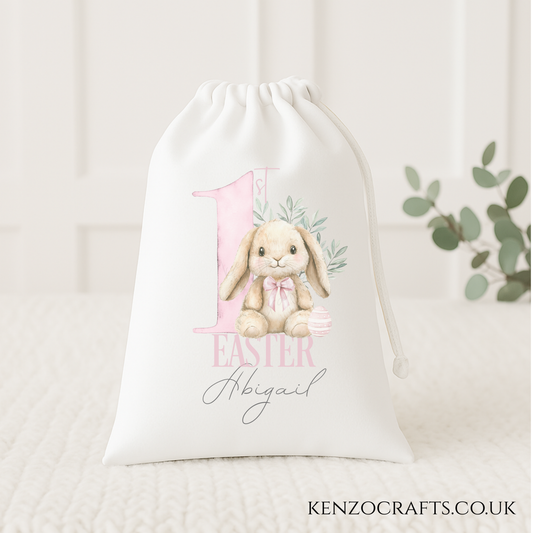 Personalised First Easter Drawstring Bag | Custom Name Baby Gift