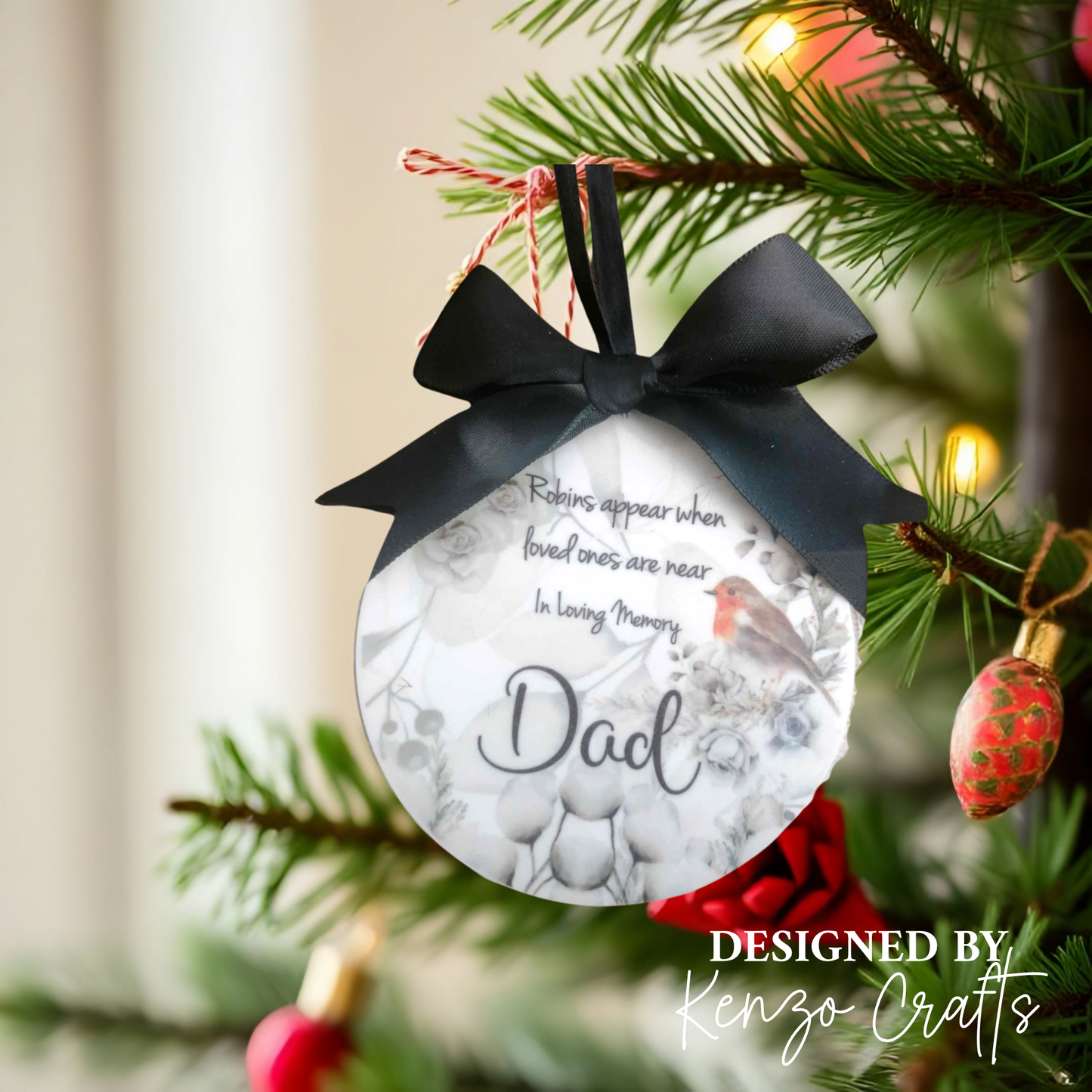 Robins Appear Personalised Memorial Bauble – In Loving Memory Christmas Decoration