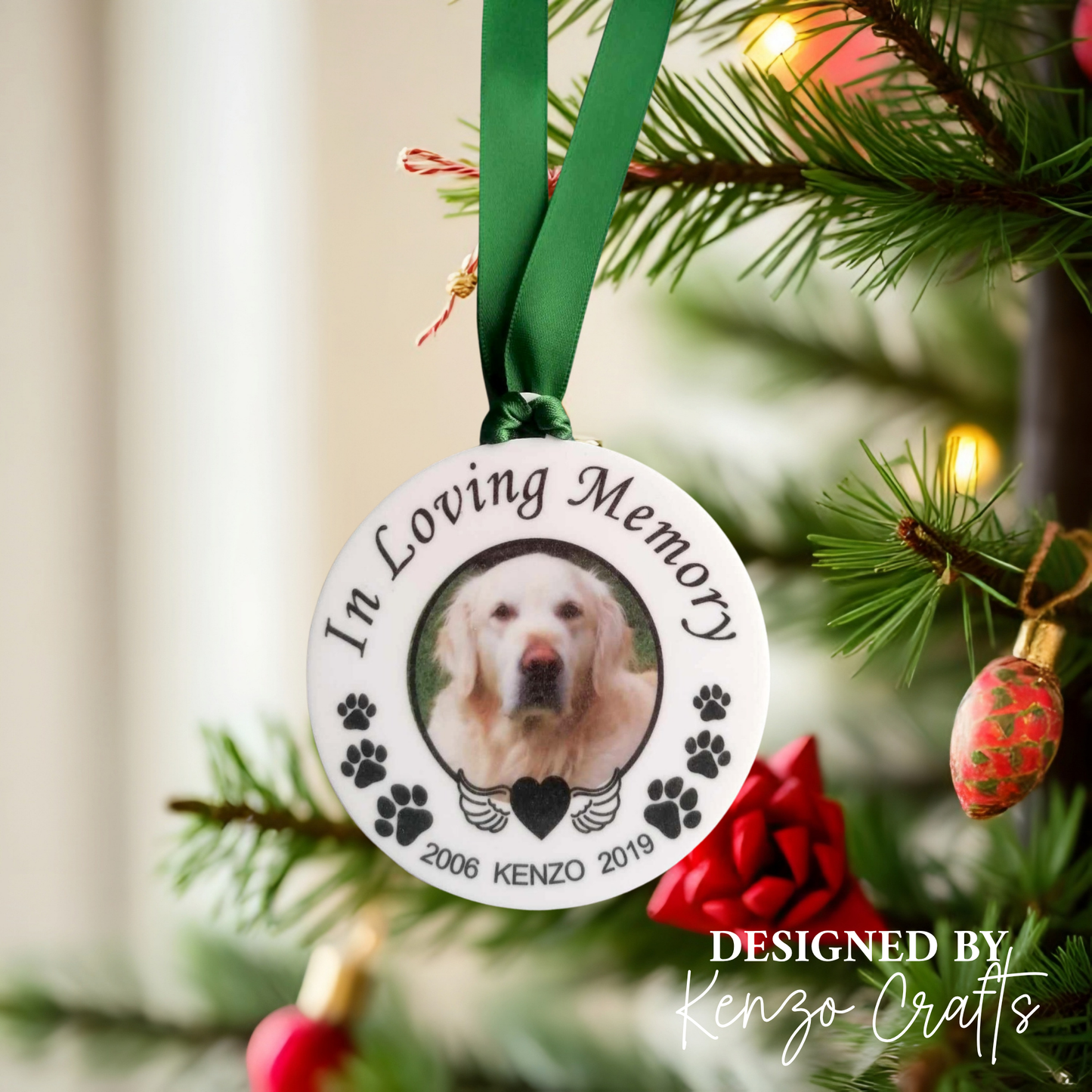Personalised Pet Memorial Bauble | Rainbow Bridge Dog Keepsake