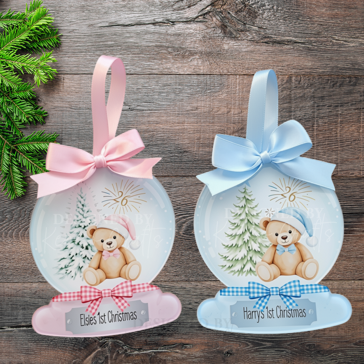 Personalised Baby's First Christmas Ornament Snow Globe Bauble