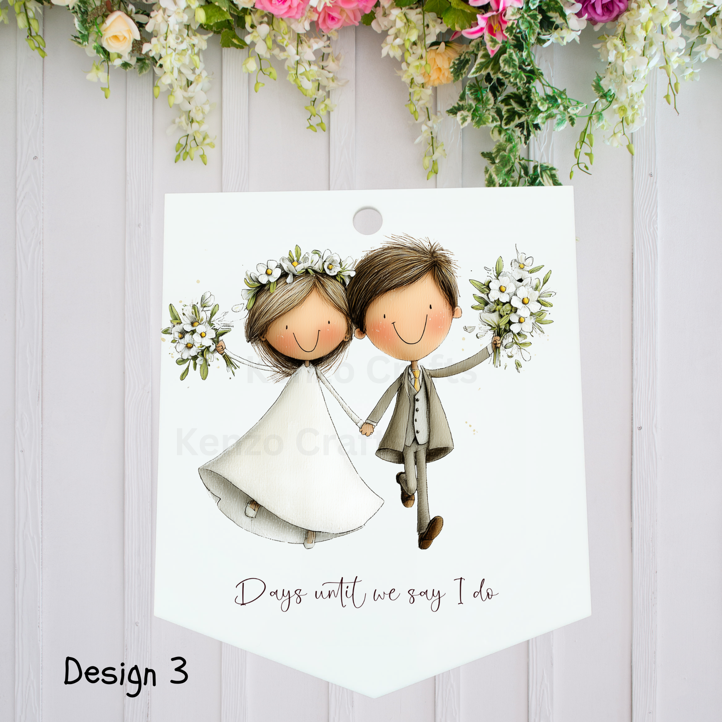 Personalised Wedding Countdown Sign with Pen — Acrylic Fridge Pennant