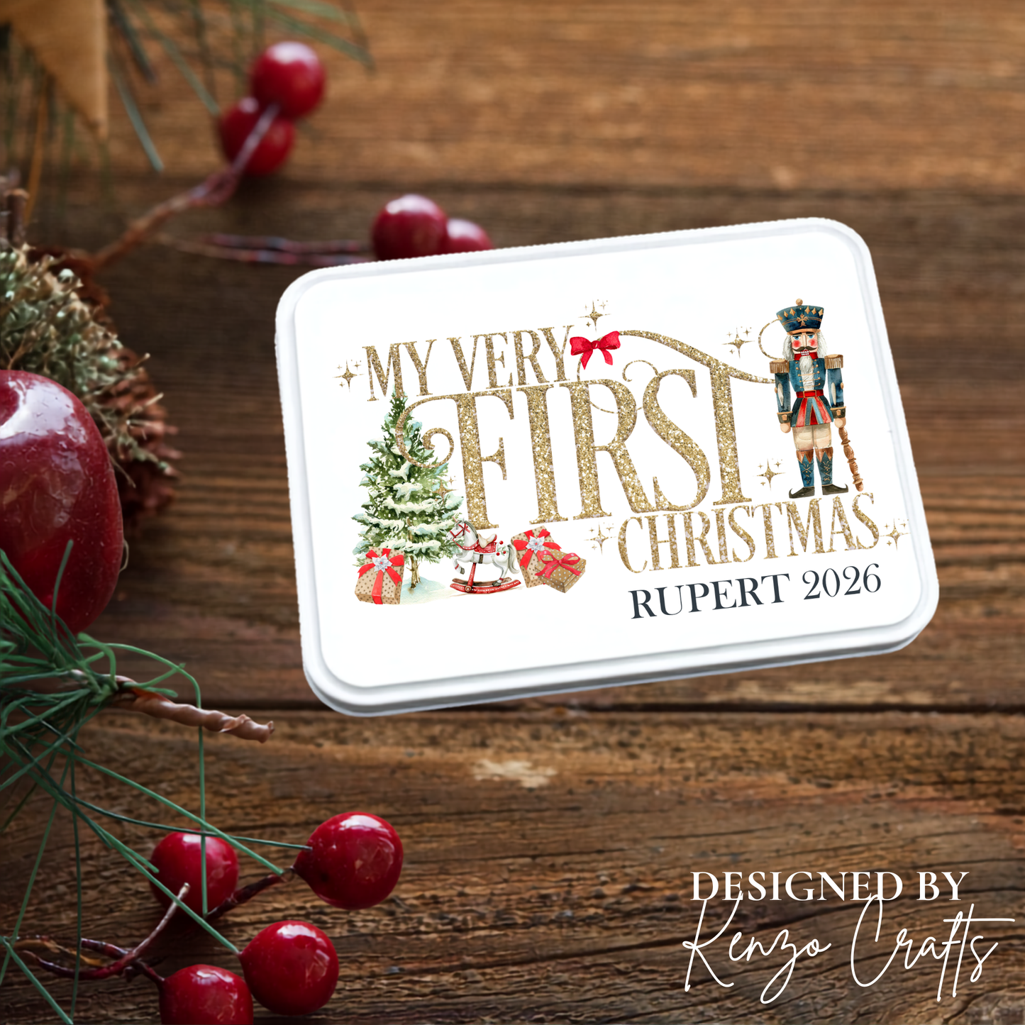 Baby's First Christmas Personalised Keepsake Tin