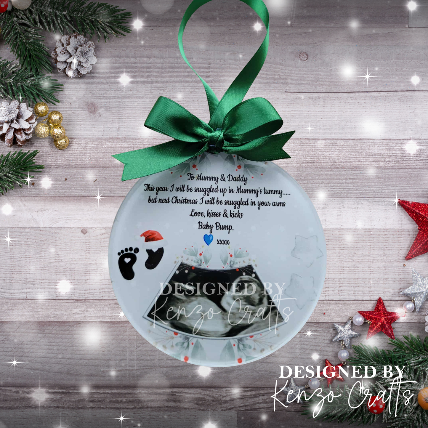 Personalised Baby Scan Photo Acrylic Christmas Tree Bauble Keepsake