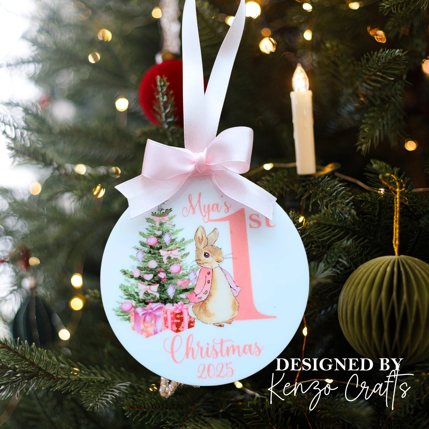 Personalised Baby's First Christmas Rabbit Bauble – Keepsake Decoration