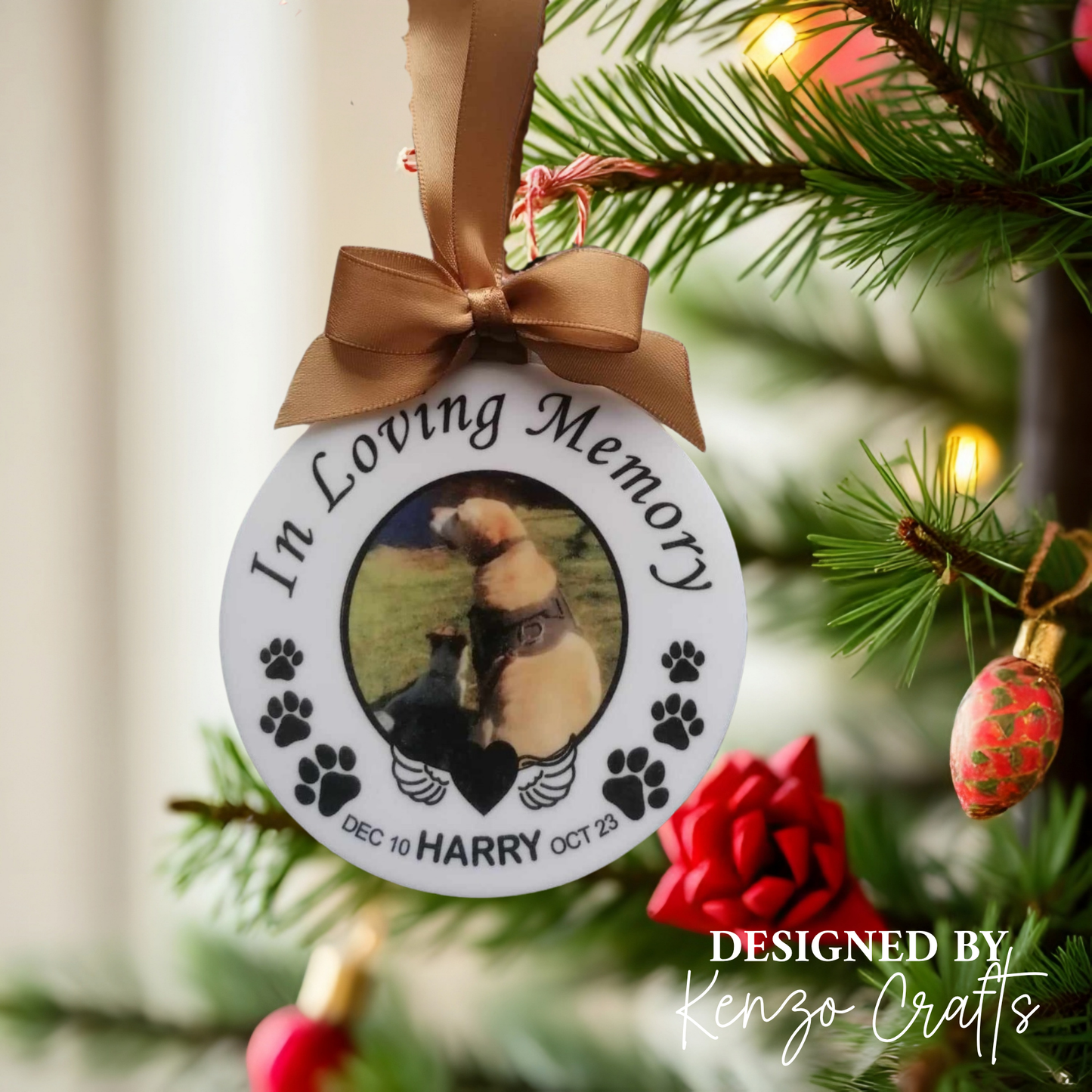 Personalised Pet Memorial Bauble | Rainbow Bridge Dog Keepsake