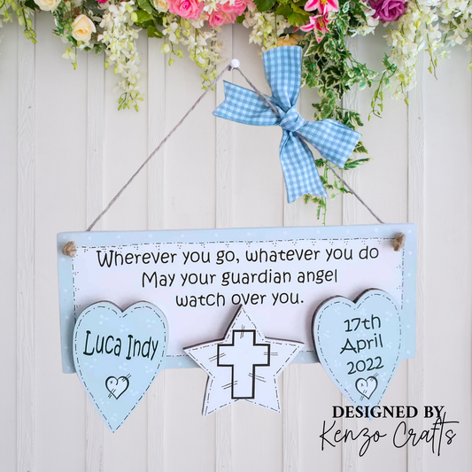 Personalised Christening Keepsake Plaque - Baptism & Naming Day Gift | Kenzo Crafts