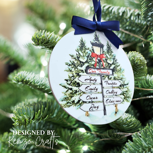Personalised Family Signpost Christmas Tree Keepsake Bauble