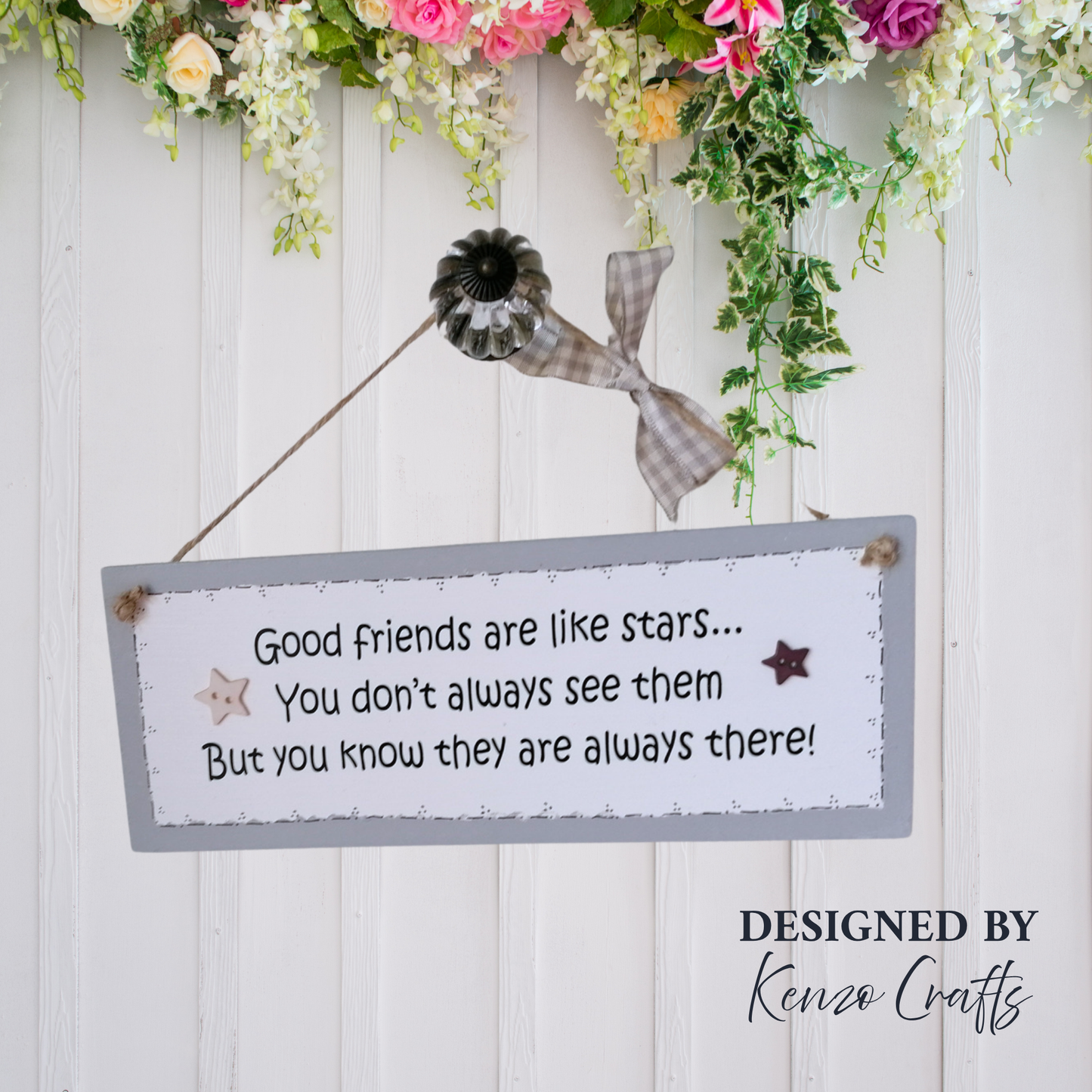 Handcrafted 'Good Friends Are Like Stars' Wooden Wall Plaque