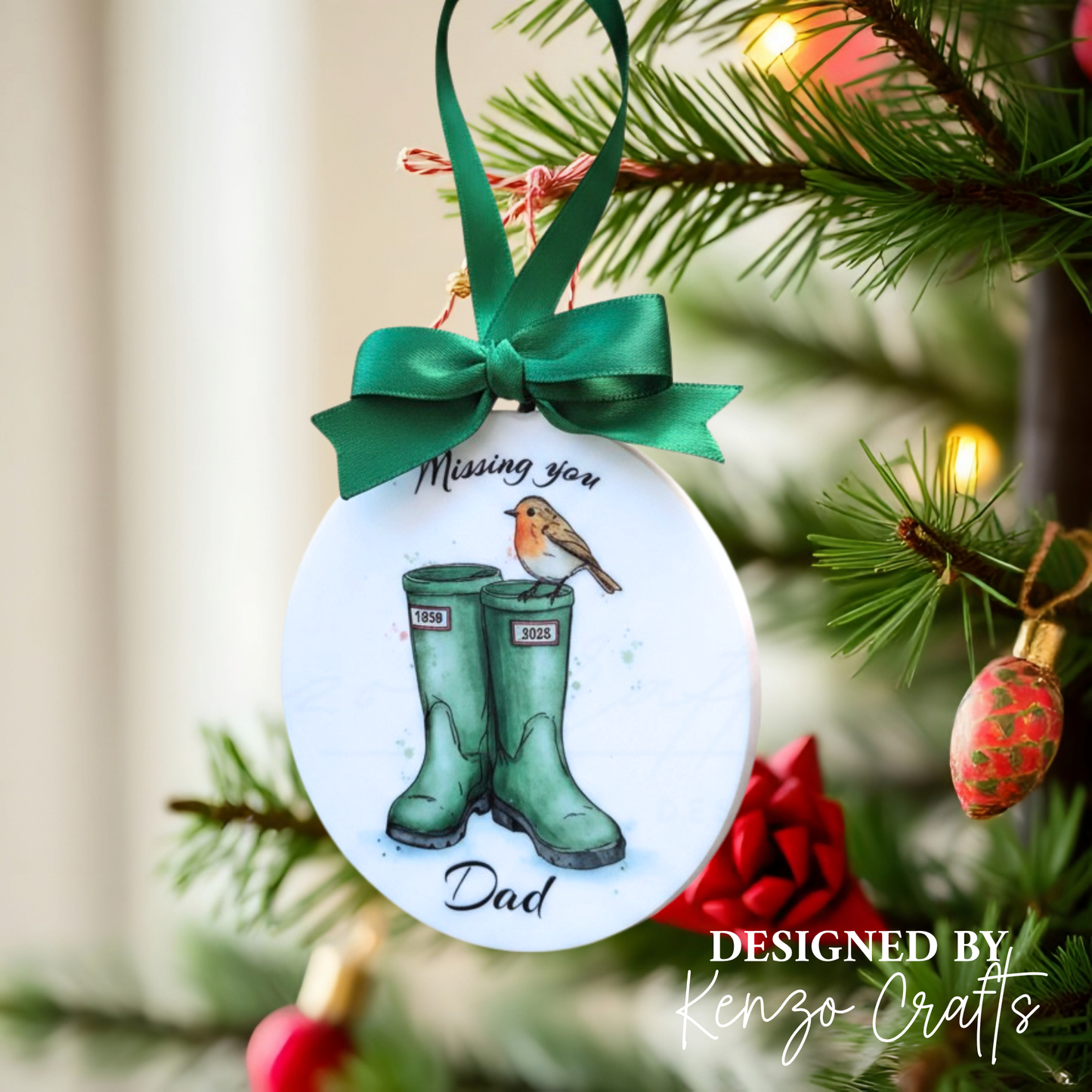 Personalised Wellington Boots Acrylic Memorial Bauble