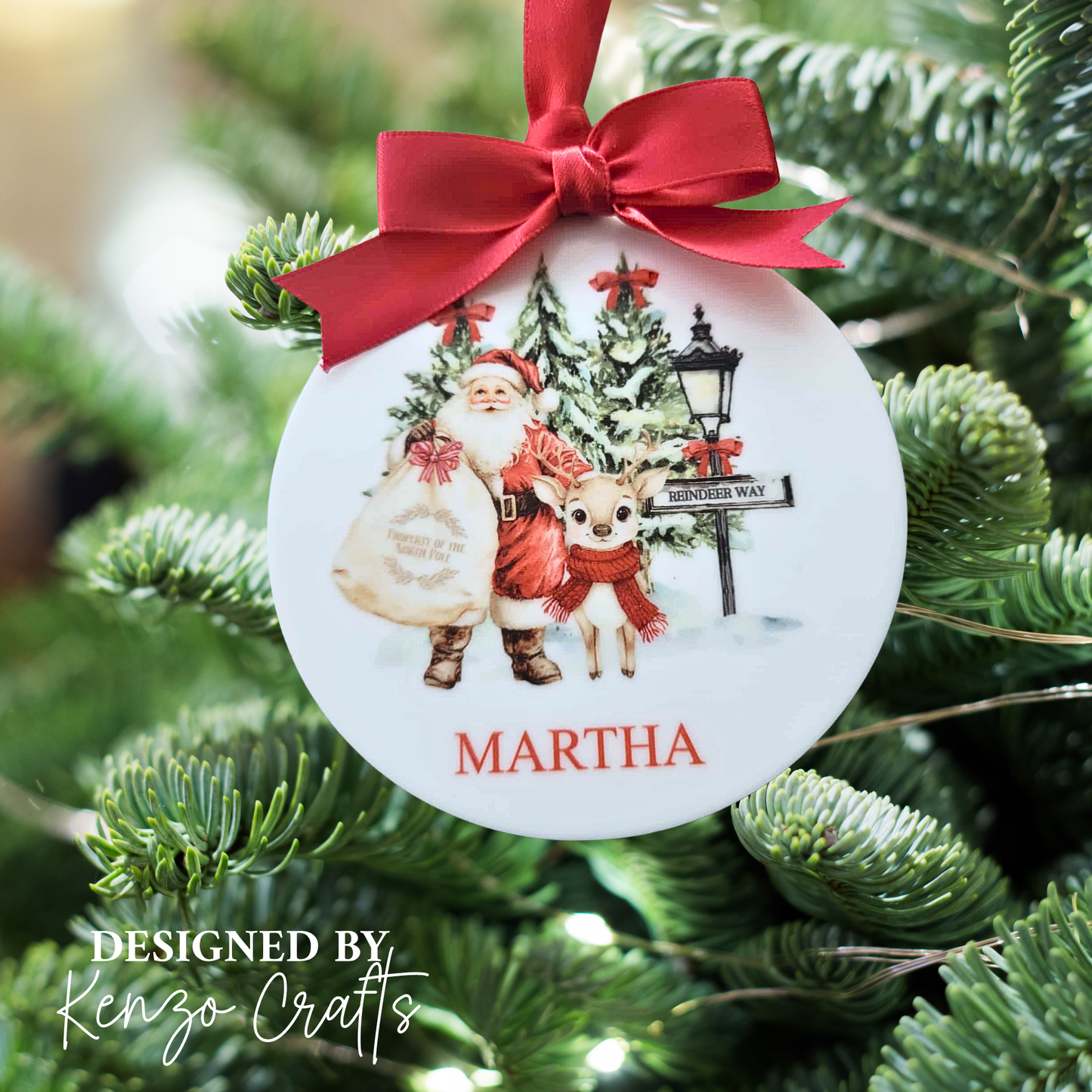 Personalised Santa Christmas Bauble - Children's Tree Decoration