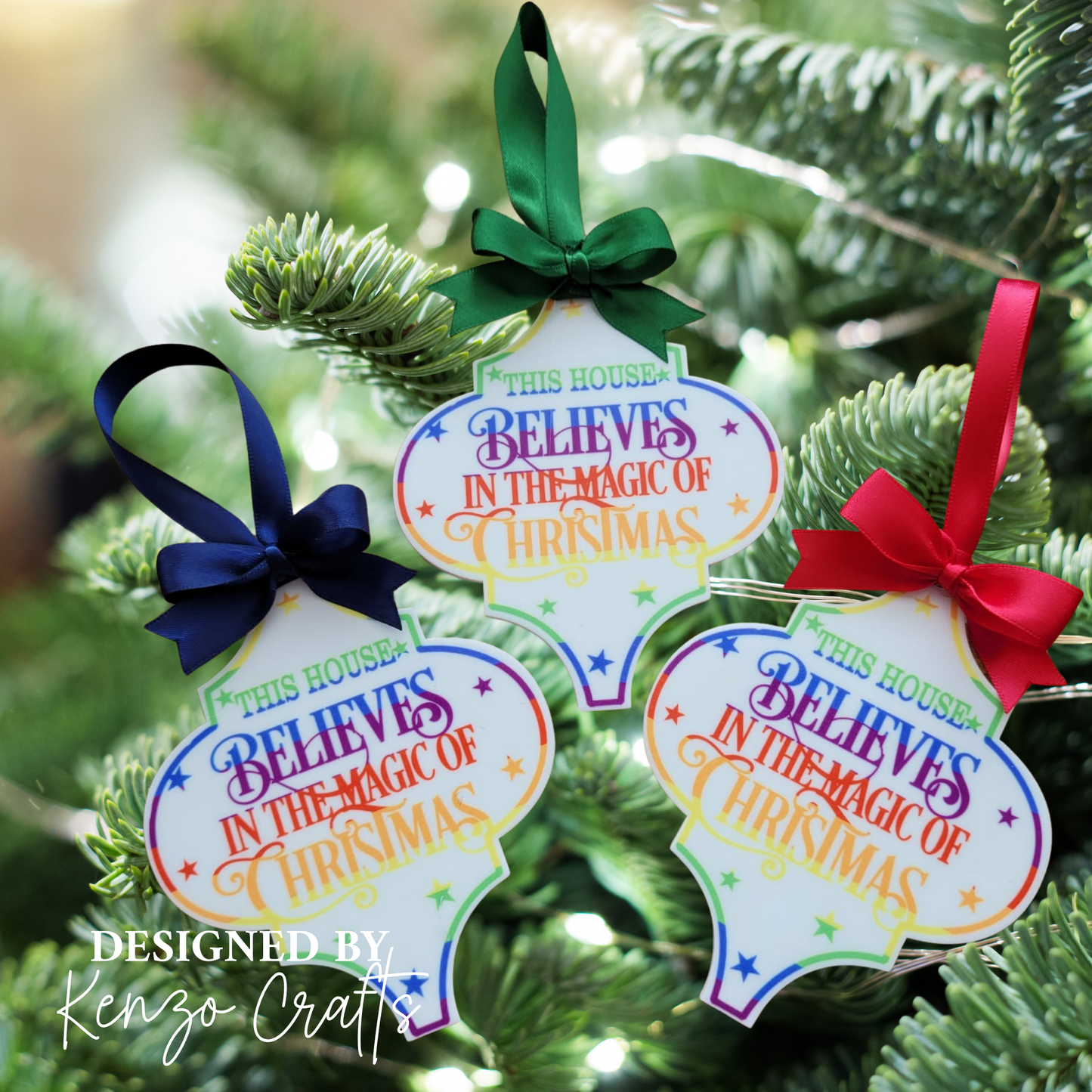 Personalised Arabesque Christmas Bauble - This House Believes in the Magic of Christmas
