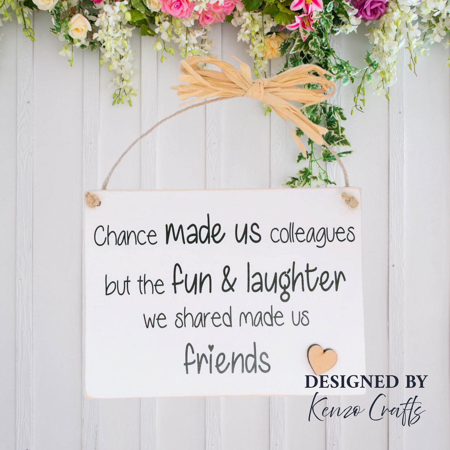 Handcrafted 'Colleagues to Friends' Wooden Wall Plaque