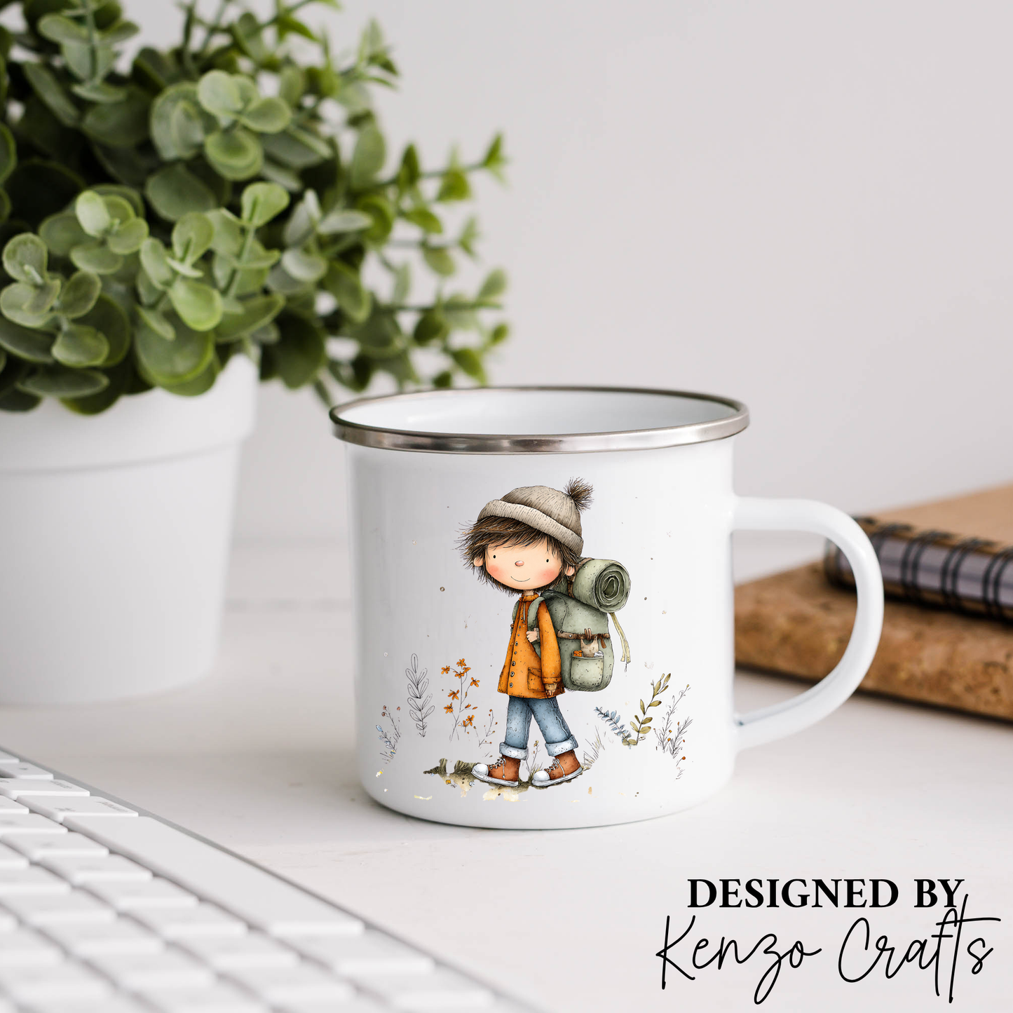 Personalised Kids Camping Mug – Enamel 11oz