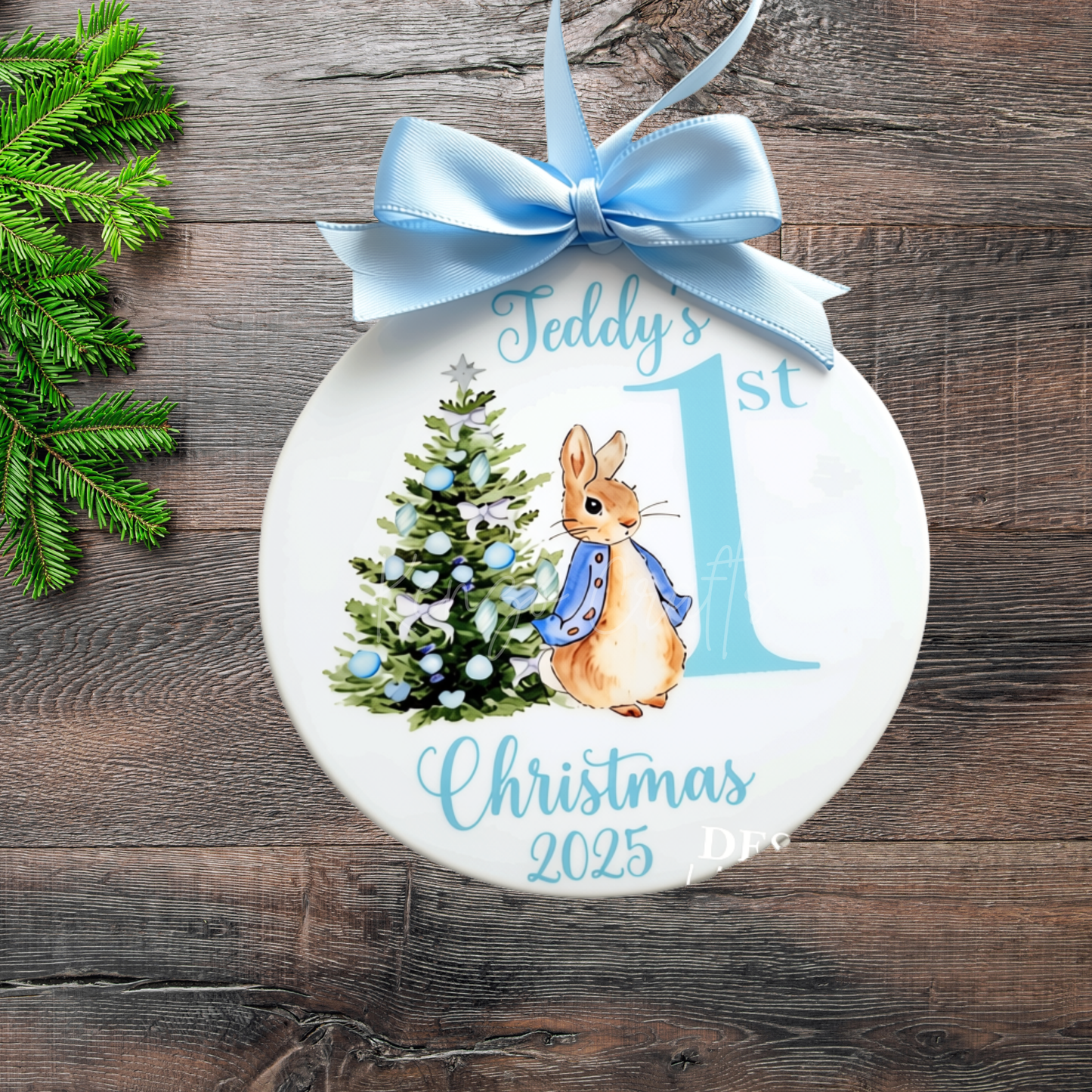 Personalised Baby's First Christmas Rabbit Bauble – Keepsake Decoration