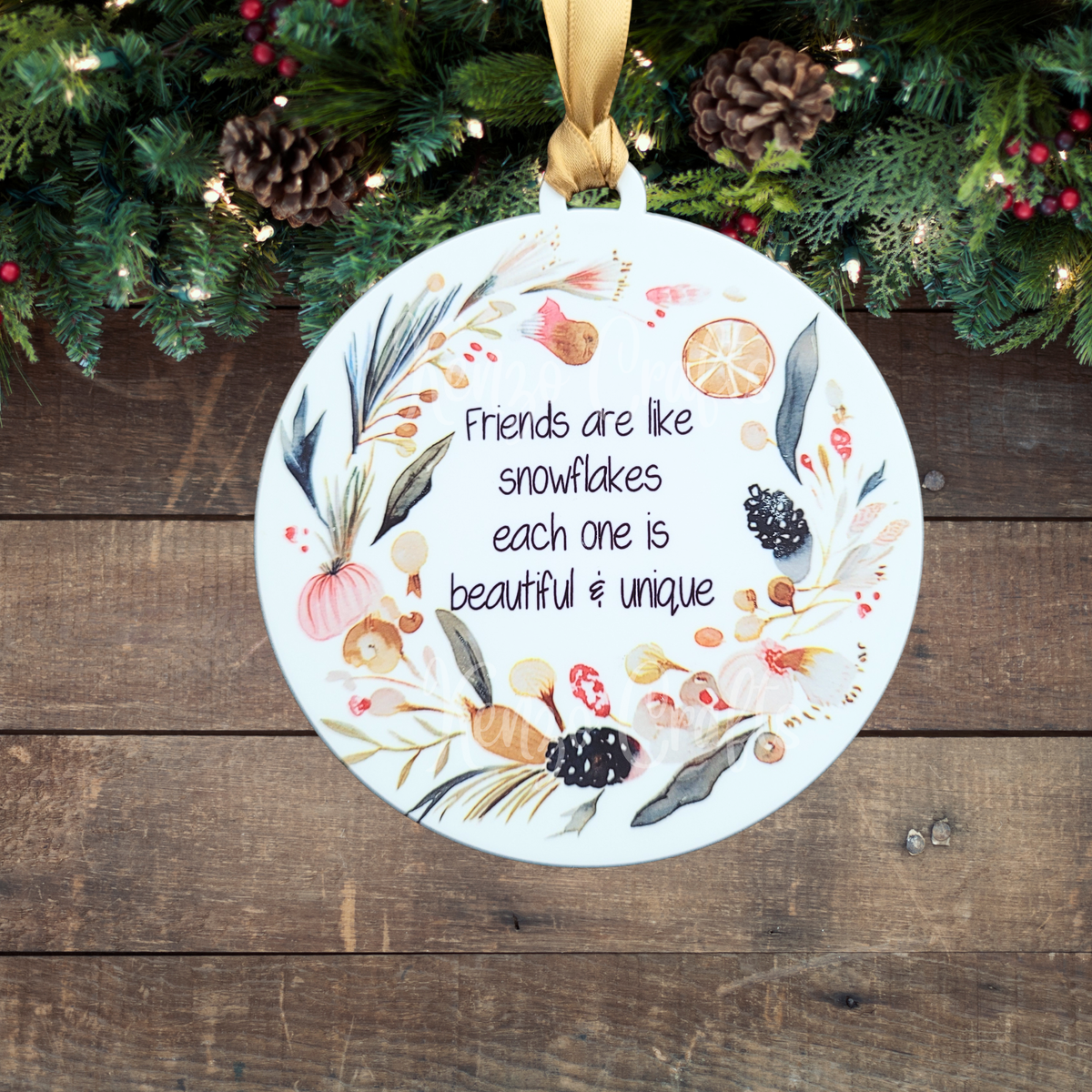 Friends Are Like Snowflakes Personalised Christmas Wreath Ornament