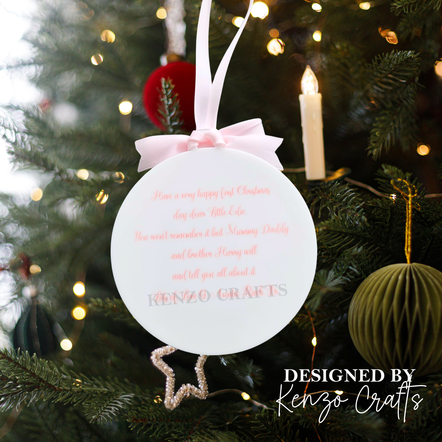 Personalised Baby's First Christmas Bear Tree Bauble