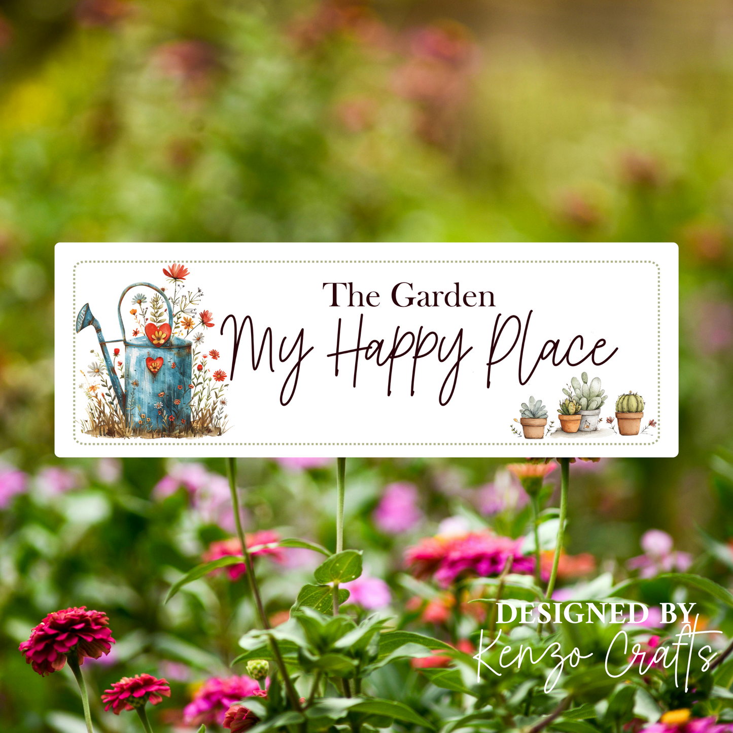Personalised 'My Happy Place' Acrylic Garden Sign | Outdoor Plaque