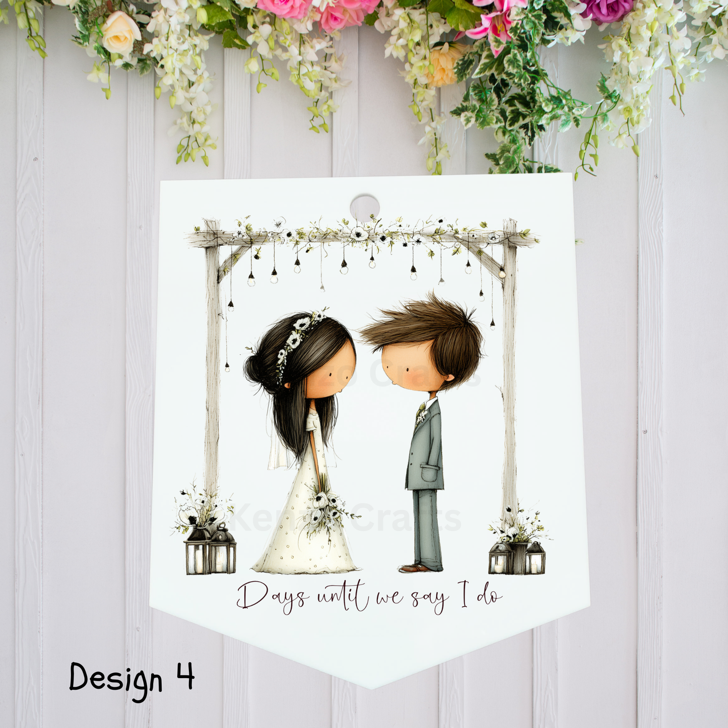 Personalised Wedding Countdown Sign with Pen — Acrylic Fridge Pennant