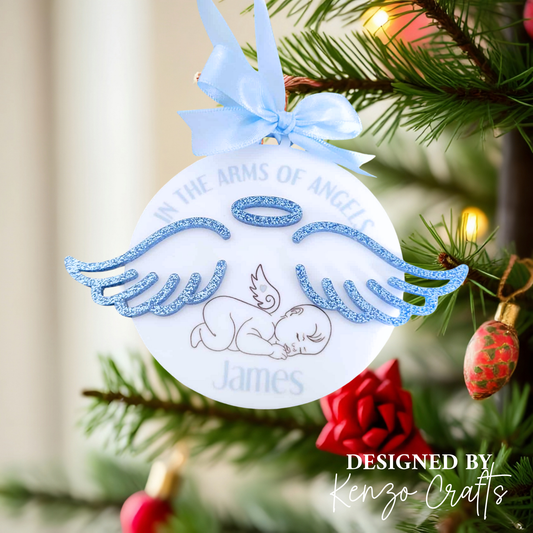 Personalised Baby Loss Memorial Hanging Decoration – Angel Wings Keepsake