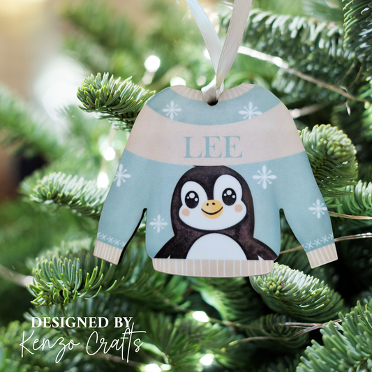 Personalised Christmas Jumper Tree Decoration – Child's Name